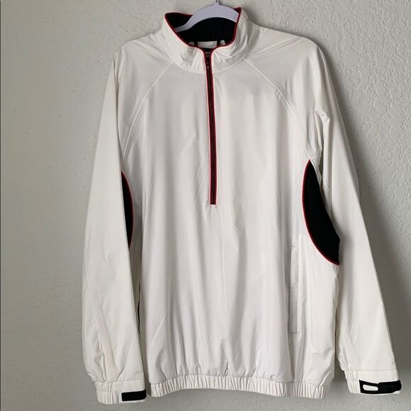 FootJoy DryJoy Tour Collection White 1/2 Zip Golf Windbreaker Jacket Size L - Picture 1 of 11